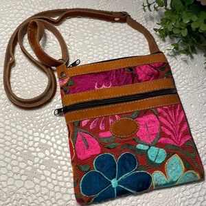New! Vibrant embroidered leather purse